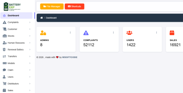 Battery ERP Management System